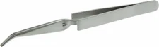 4.5" Cross Locking Tweezers Reverse Action Curved Tip Stainless Steel