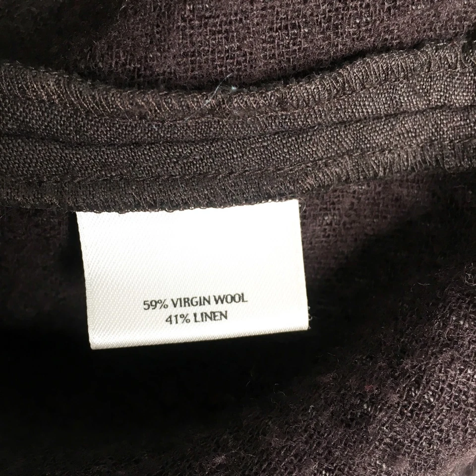Chaqueta con Capa Eileen Fisher Mujer Marrón Botones Bolsillos Lana Lino Mezcla S Foto 4 de 4