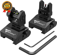 V2 Fiber Optic Iron Sights Flip up Front and Rear Backup Sights with Green Red