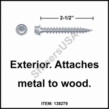 (1500) Type-S ExteriorPolegripper Screw 9-15 x 2-1/2 Hi- Hex Washer Head #138279