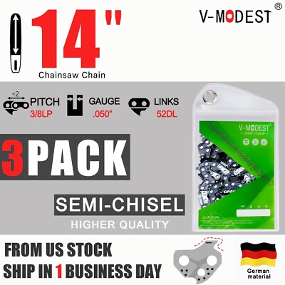 3PACK 14'' Chainsaw Chain For Echo Series CS-310 CS-352 CS-341 3/8''LP .050'' 52DL