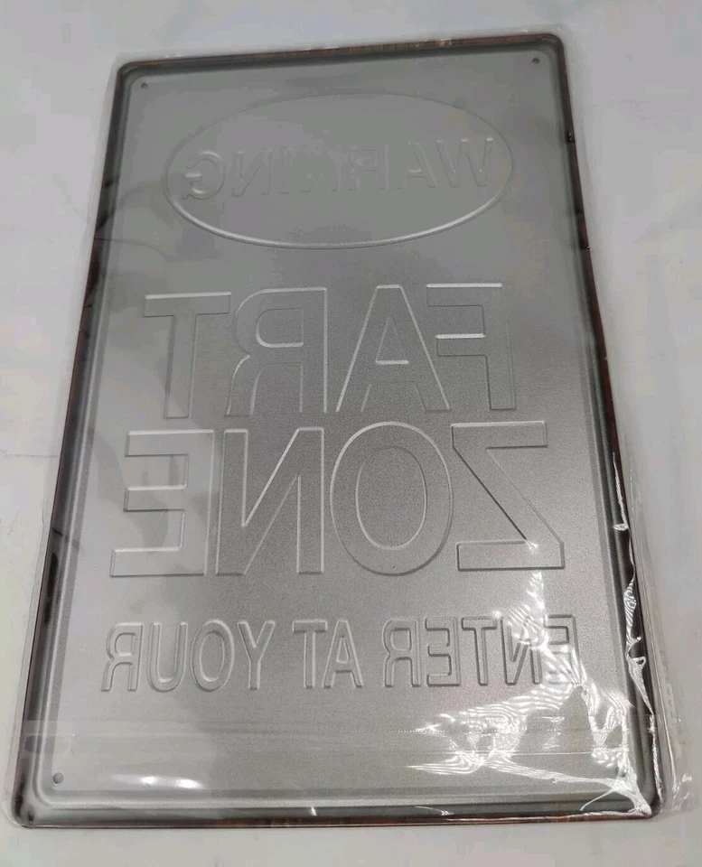 Warning Fart Zone Enter At Your Own Risk Yellow Tin Door Sign New Funny 8x12 - Image 2 of 4