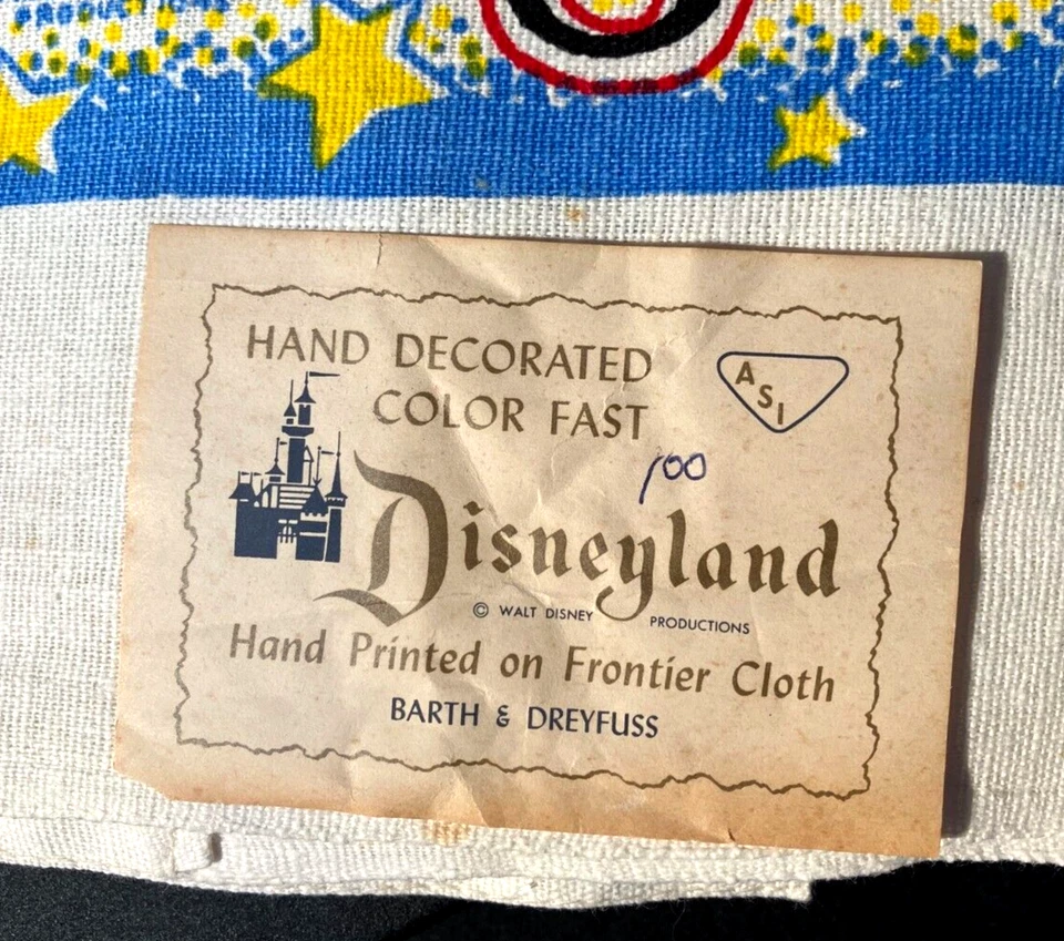 MUY RARO "ASI" 1954/56 "Disneyland" Parque Souvenir - Delantal con Campanilla/Etiqueta Foto 2 de 4