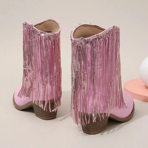 Girls Boots Autumn Winter Toddler Kids Princess Fashion Middle Calf Cowboys Boot - Imagen 20 de 30