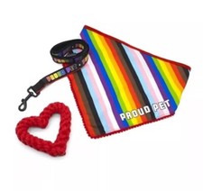 Dog Leash Rainbow LGBTQ Pride Set Bandana Rope Chew Toy NWT Sealed Package