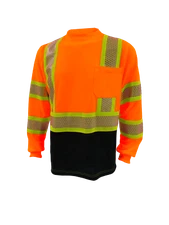 Class 3 Hi Viz Long Sleeve Orange Shirt With Black Bottom