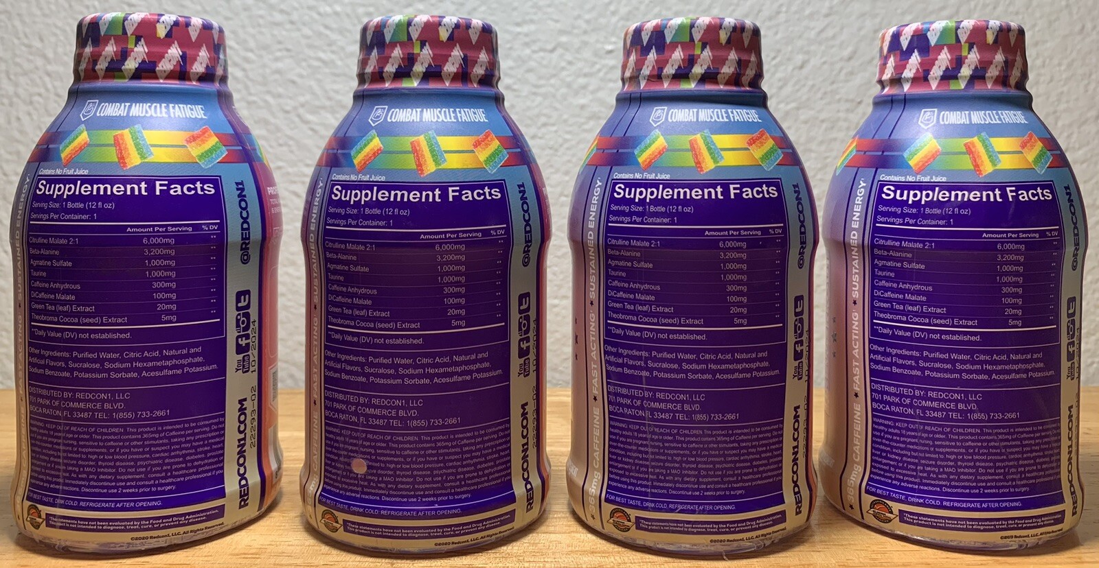 4 PACK! REDCON1 Total War READY TO DRINK Preworkout RAINBOW CANDY Keto