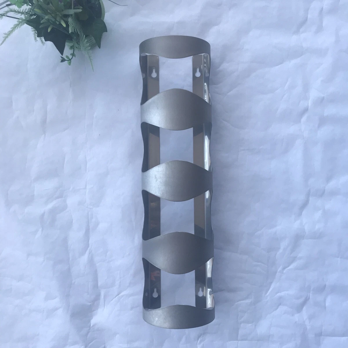 IKEA Brushed Stainless Steel 4 Bottle Wall Mount 21152 Wine Rack Magazine Towel