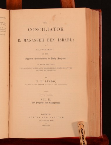 1842 2vol in 1 The Conciliator of R Manasseh Ben Israel Elias Hiam Lindo Judaism - Imagen 3 de 6