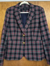 J.CREW Womens Plaid Blazer Size 14