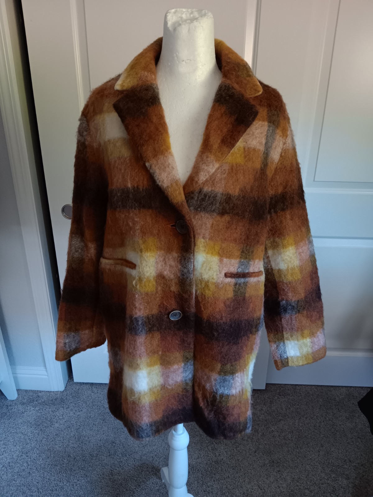 ZARA GIRL PLAID JACKET  Wool Blend Sz 13/14 Kids Dress Coat Vintage Style