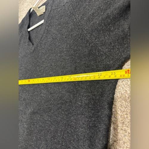 LL BEAN Herren Pullover Large 100% Lammwolle grau V-Ausschnitt - Bild 4 von 6