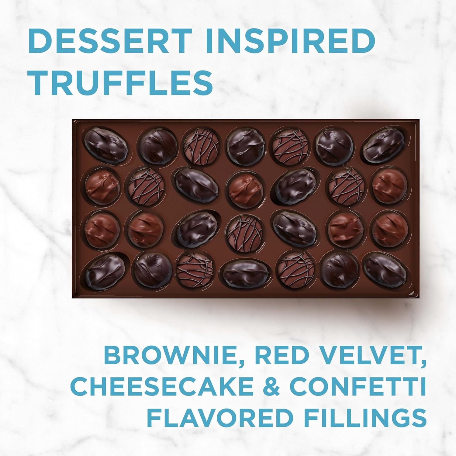 Assorted Milk & Dark Chocolate Dessert Inspired Truffles Candy Gift Box, 14.9 Oz