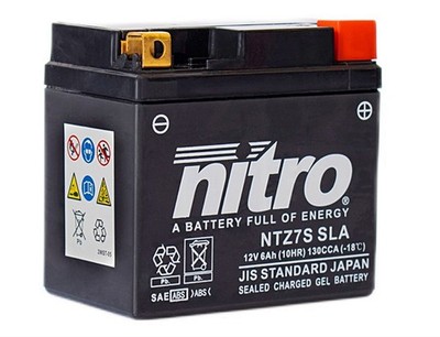 Nitro NTZ7S SLA GEL AGM Batterie 12V 6AH - Einbaufertig (YTZ7S, FTZ7S, GTZ7S)...