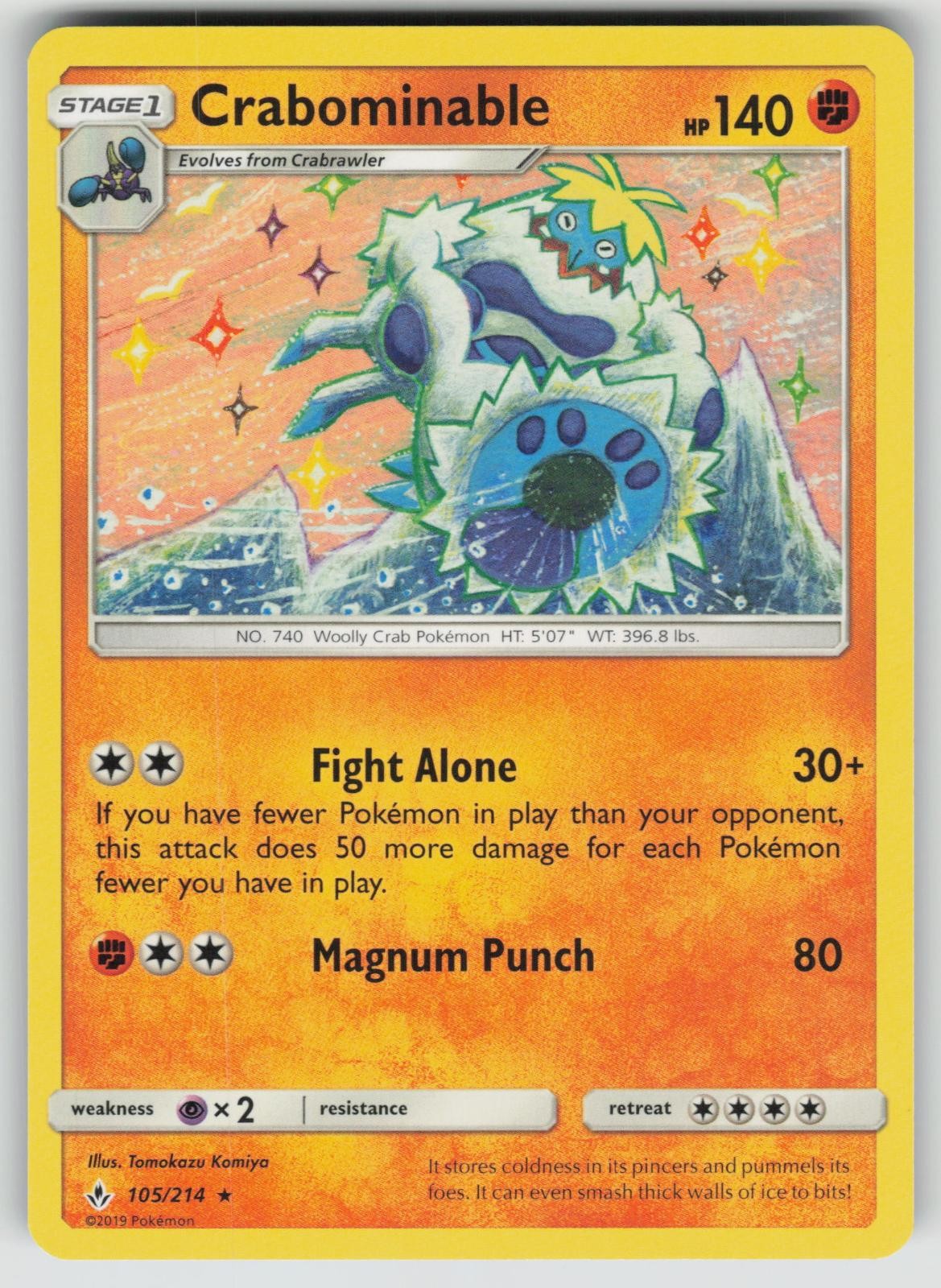 CRABOMINABLE 105/214 RARE UNBROKEN BONDS POKEMON NEAR MINT