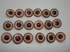 18 ANTIQUE RED & WHITE CLOISONNE ENAMEL BUTTONS! ESTATE FIND!