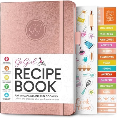 GoGirl Recipe Book – Blank Cookbook to Write In Your Own Recipes – Empty Cooking