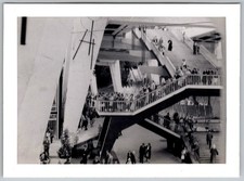 Vtg B&W Snapshot Group At Modernist Structure Walkway 1950s