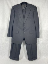 Vintage Brooks Brothers 2PC Pants Suit Mens 42R Gray Wool Brooksease USA Made