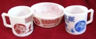 Ranger Joe Ranch Mug Red Blue and Round Up Bowl Red Milk Glass 3 Piece Vintage