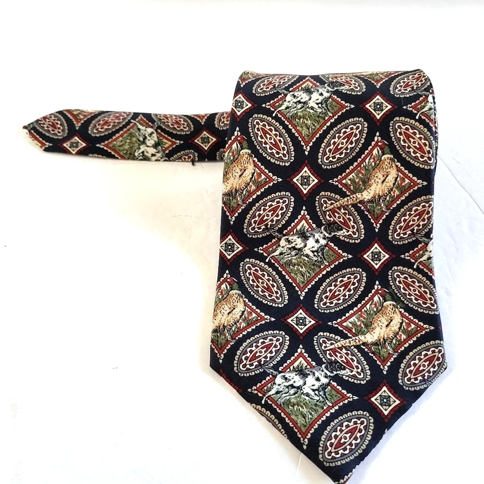 Ducks Unlimited Men's Tie Bird Dog Hunting Silk Necktie USA Paisley Diamond 55.5 - Image 3 of 4