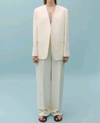 BNWT MANGO X VICTORIA BECKHAM WHITE FORMAL MID LENGTH BLAZER SIZE S UK 8/US 4