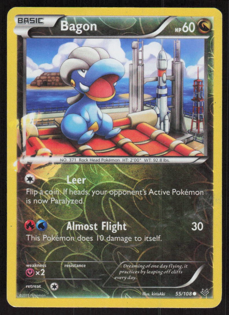 Bagon 55/108 Common Roaring Skies Pokemon Reverse Holo Lightly Played