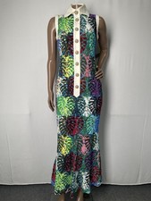 Chanel Womens Maxi Dress Multicolor Size 2 Resort 2017 Havana Monstera*PREOWNED*