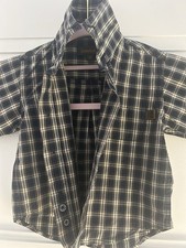 Timberland Shirt Baby 6 Months Navy Cream Long Sleeve 100% Cotton Button Up