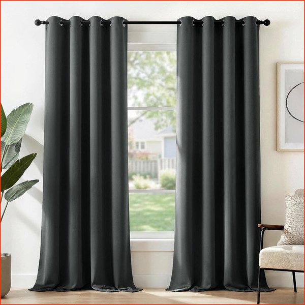 VorhäNge Blickdicht Dunkelgrau 245X140 Cm Thermogardinen 2Er Set Schlafzimmer-image