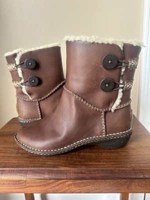 UGG Boots Womens 7 Lillie Snow Brown Leather Round Toe Leather Sheepskin 3336