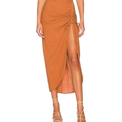 Free People Natural Cerine Ruched Skirt in the color Glazed Ginger