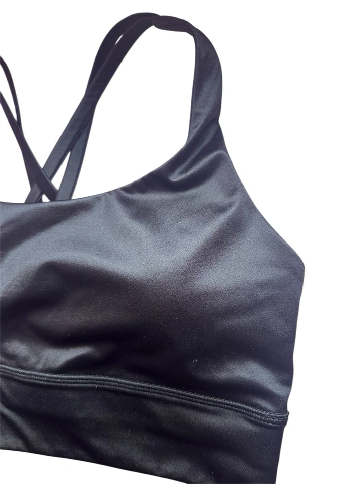 Sujetador largo lululemon Energy talla mediana 8 negro satinado brillante Foto 3 de 4