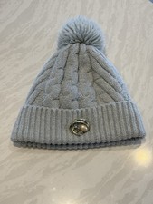 Bluish Gray Beanie With Cute Pearl Brooch, Us...
