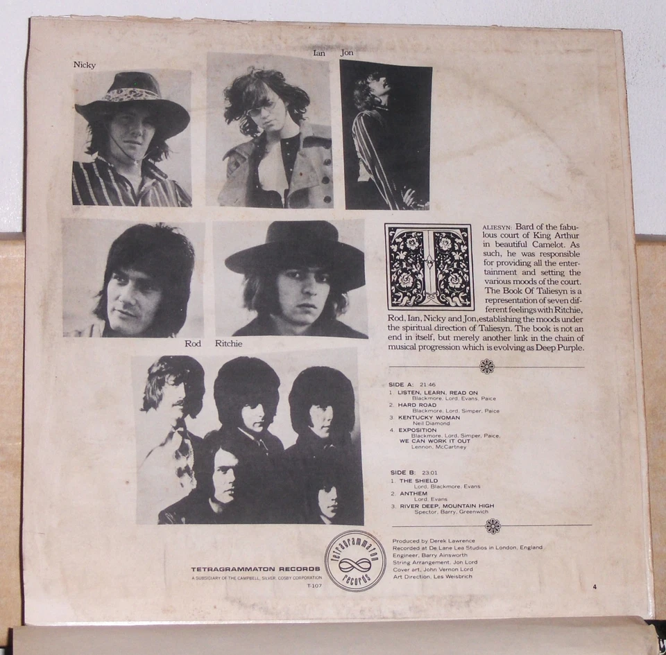 Deep Purple - The Book Of Taliesyn - 1968 Vinyl LP Record Album - Image 2 of 2