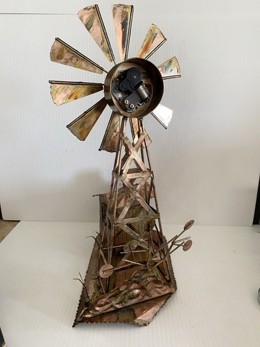 Vtg Metal Windmill Music Wind Up Chinese Craftsmen Farm Western Country Decor - Picture 12 of 18
