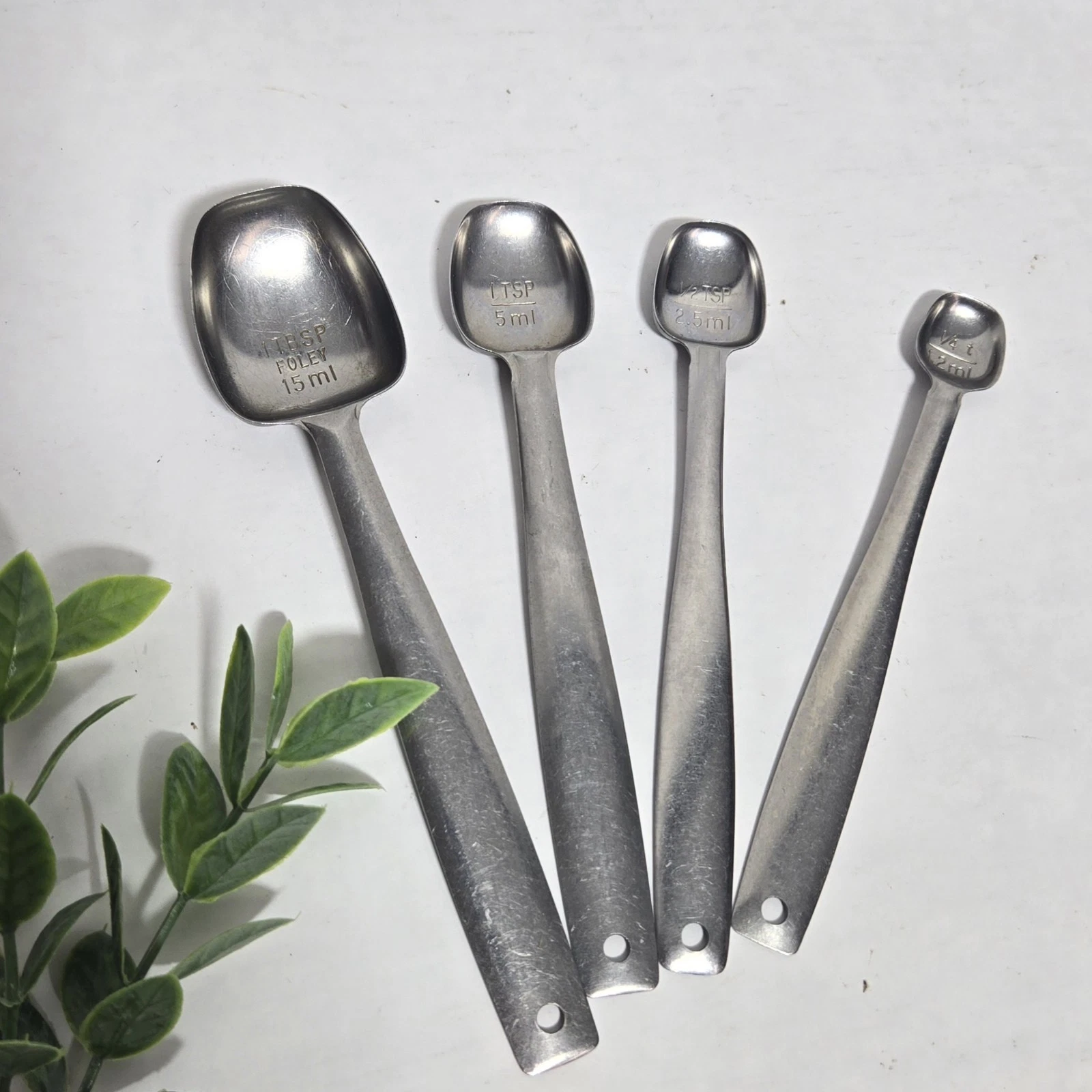 Vintage FOLEY Measuring Spoons - Stainless Steel Nesting Set of 4 - Long Handles