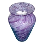 Vintage 4.5" Purple Swirl Hand Blown Art Glass Vase Murano Style Unmarked EUC