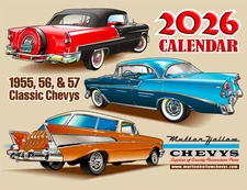 2026 Wall Calendar 1955-57 Mutton Hollow Chevys 13-Months 8.5"x11" Tri-5 Bel Air