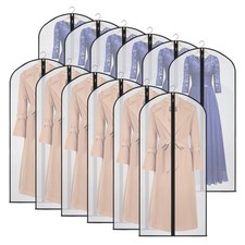 12 PCS Clear Garment Bags Suit Cover Closet Storage 60 Inch Black Edges