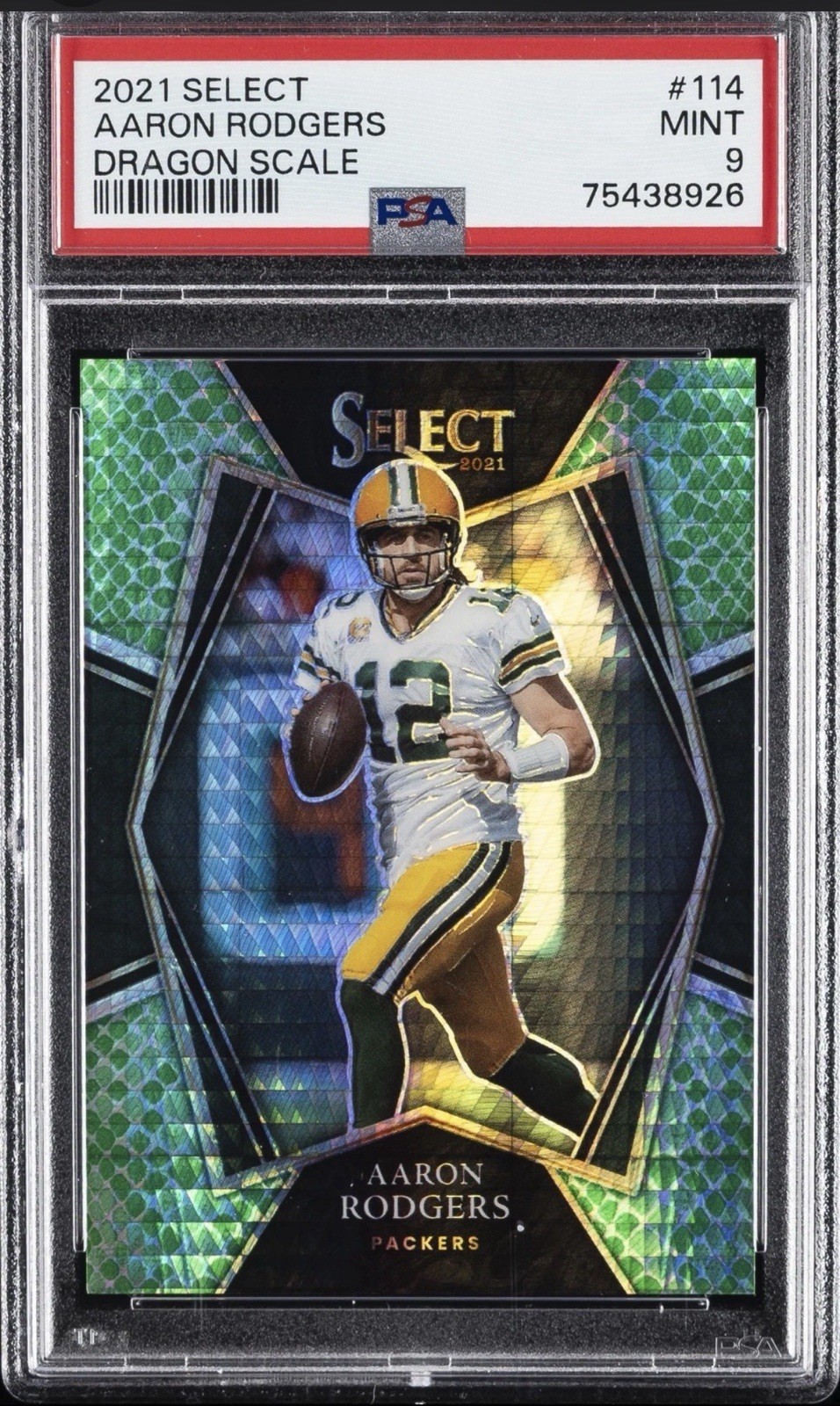 2021 PANINI SELECT DRAGON SCALE #114 AARON RODGERS 56/89 PSA 9