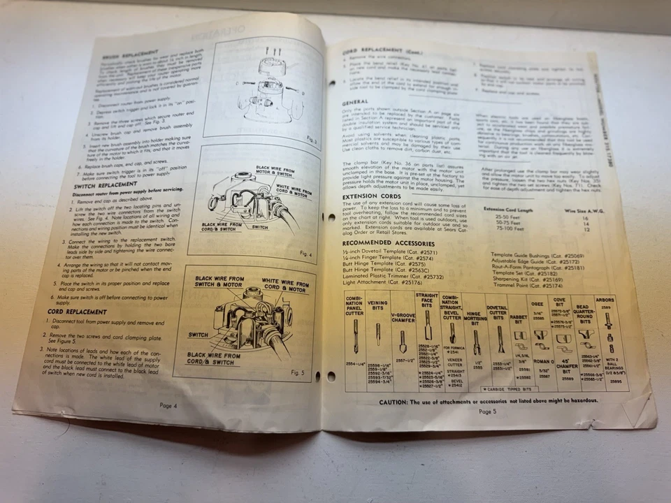 Vintage 1969 Sears Craftsman Router Owner’s Manual Model 315.17380 - Image 3 of 3