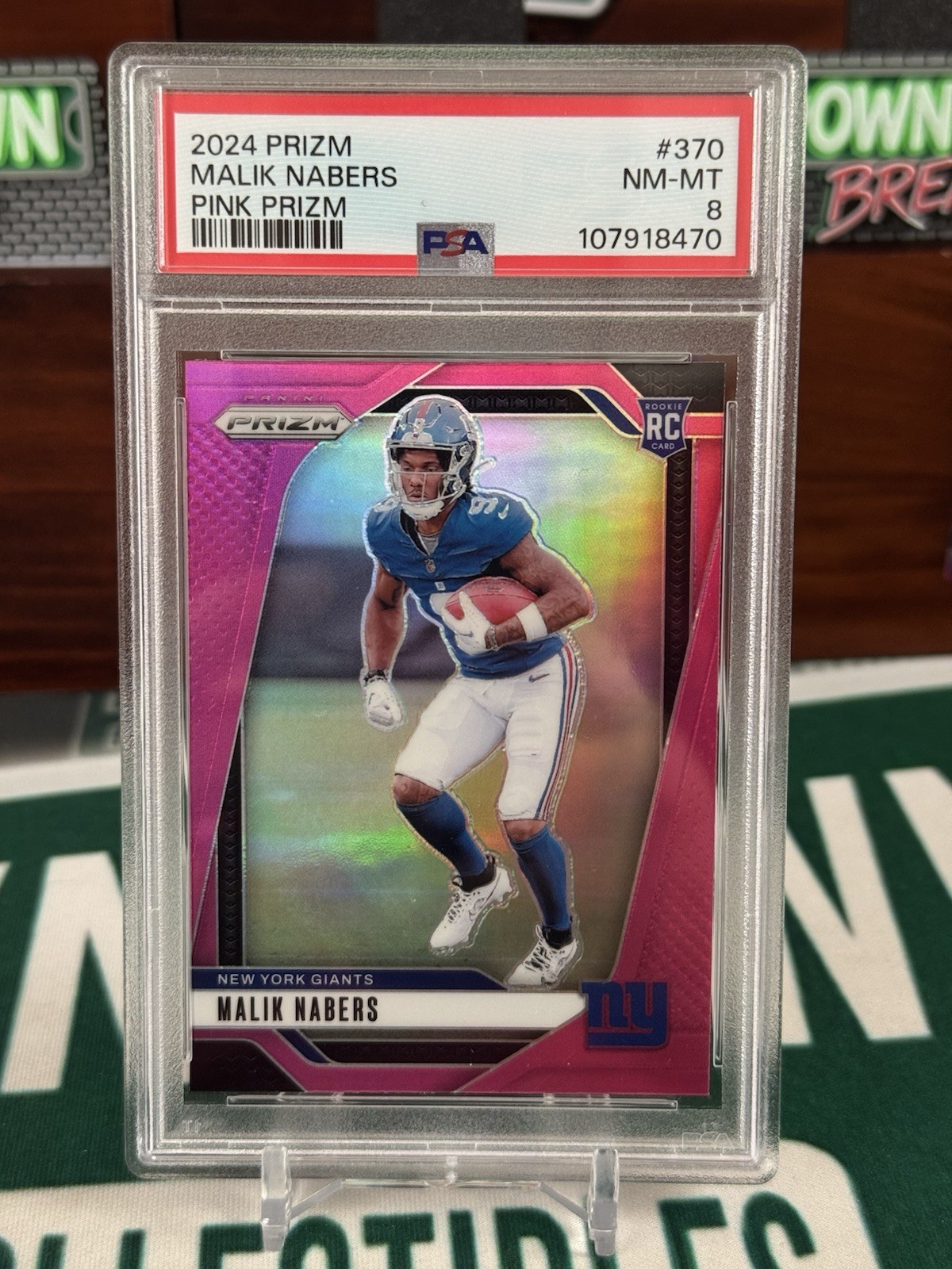 2024 Panini Prizm - Rookies Malik Nabers #370 Pink Prizm (RC) PSA 8