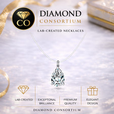 0.8ct Lab-Created Pear Shape Diamond Test Pass Pendant Necklace VS1/D/Excellent