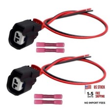 LIZAPUS 2pcs 2-Pin Fuel Injector Connector Pigtail Compatible with Dodge