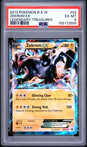 2013 POKEMON BLACK & WHITE LEGENDARY TREASURES #52 ZEKROM EX PSA 6