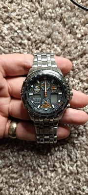 Citizen Eco-Drive WR200 Skyhawk Stainless Steel Watch Black Dial