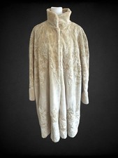Vintage Jean-Philippe Ricquier White Cream Faux Fur Swing Coat 80s Glam OSFM