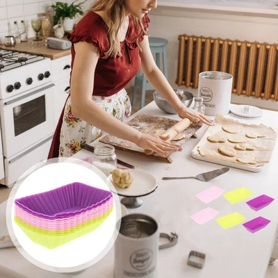 12 Pcs Moule Silicone Gateau Gâteau Moules À Cupcakes En Réutilisables - Photo 1/4