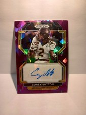 2022 Prizm Draft Picks Corey Sutton Rookie Auto Purple Ice /99 Card #RA-CSU. rookie card picture